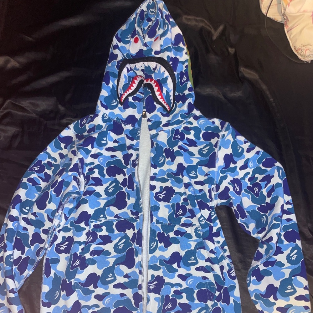 Blue White authentic small bape zipup (receipt included) #bape